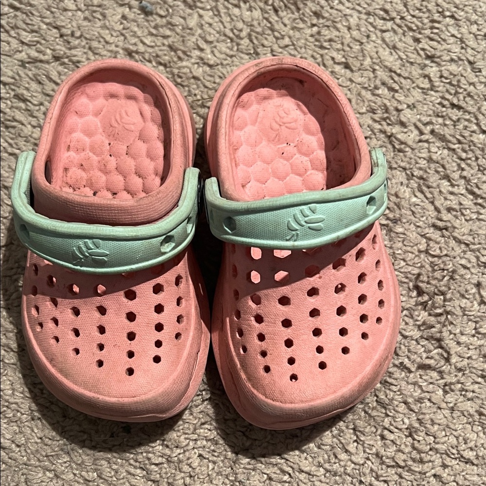 Kids' Pink and Green Slip-On Clogs